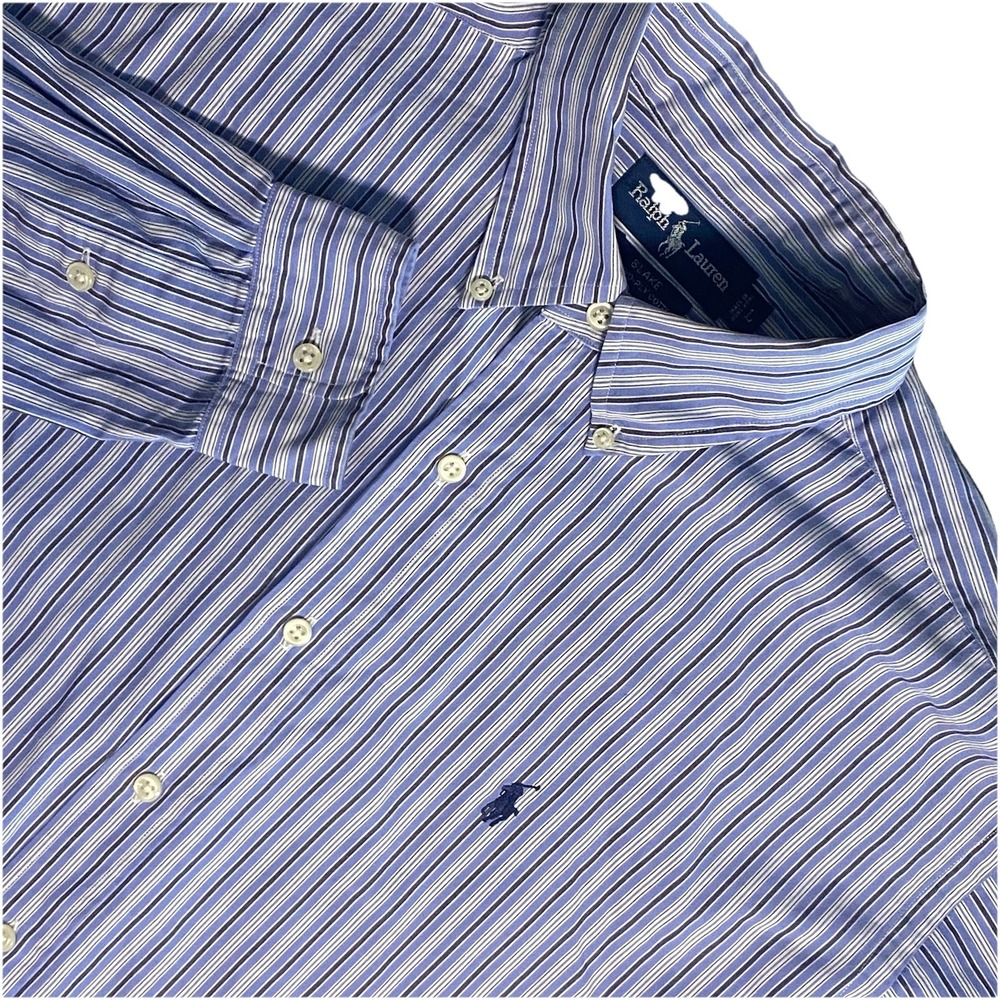 Ralph Lauren Blake Casual Button Down Shirt Men's L Blue Stripe Long Sleeve Pony